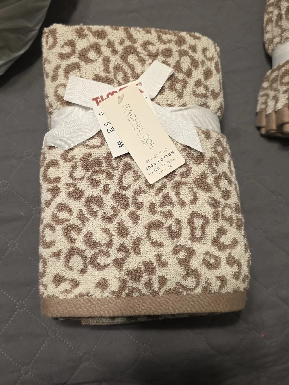 Rachel Zoe Leopard Print Bath Towel Set in Beige